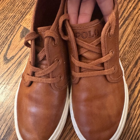 Polo Ralph Lauren brown faux leather boots boys sz 2Y - Picture 7 of 9